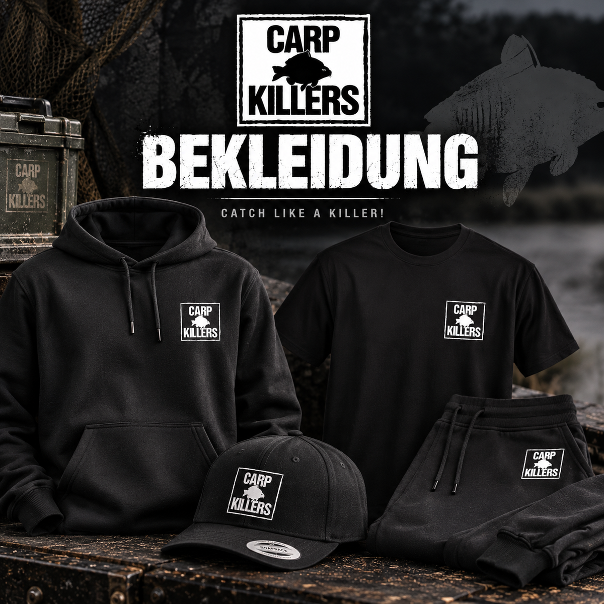 Carp Killers T-Shirt Schwarz - Angelshirt