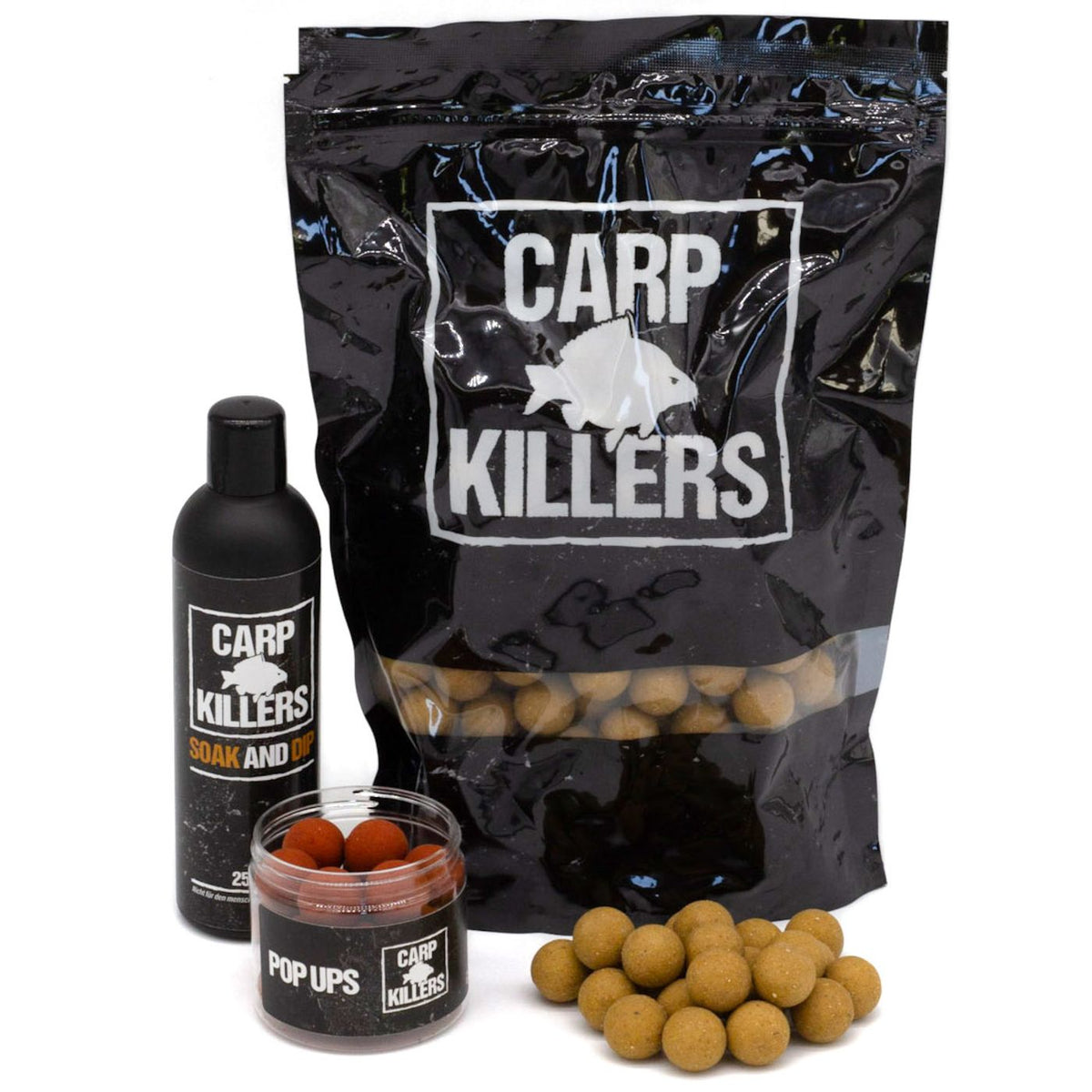 Carp Killers Banana Fisch 5kg Boilies + 100g Pop Ups 16mm + 250ml Dip & Soak