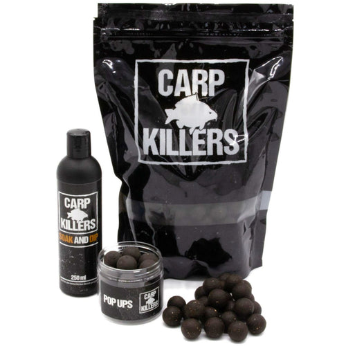 Carp Killers Black Hash 5kg Boilies + 100g Pop Ups 16mm + 250ml Dip