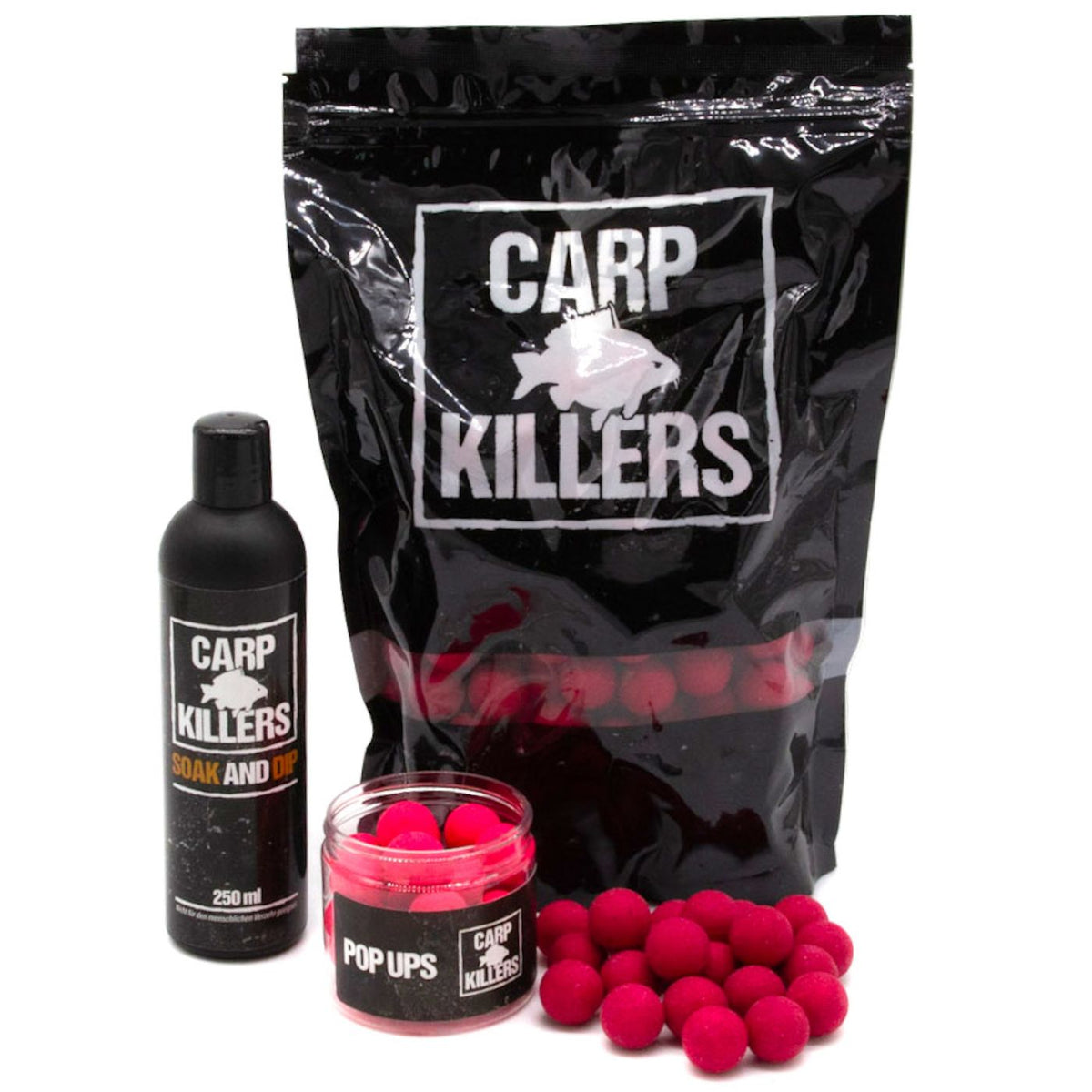 Carp Killers Pink Peach 5kg Boilies + 100g Pop Ups 16mm + 250ml Dip